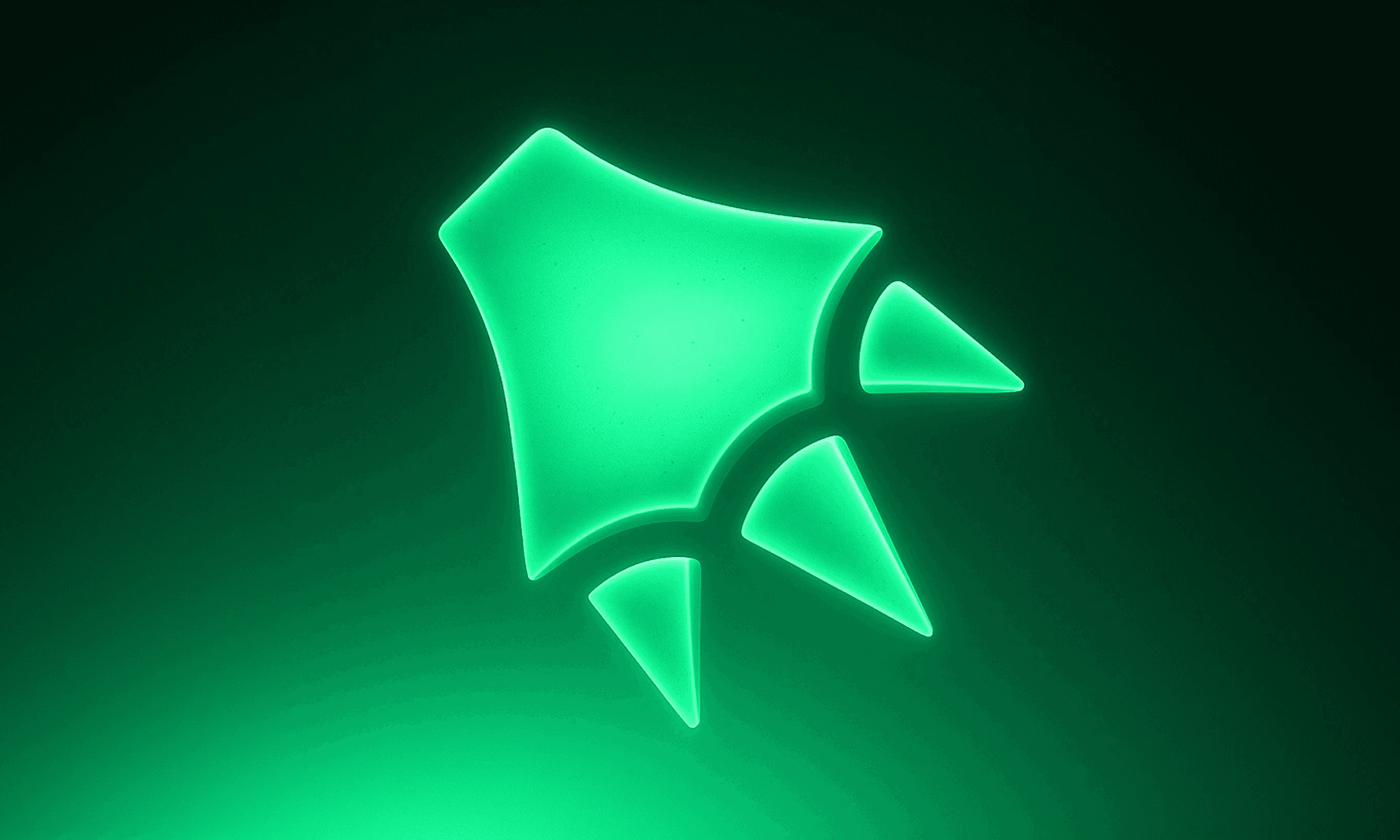 Glowing green Greptile logo mark on a dark background