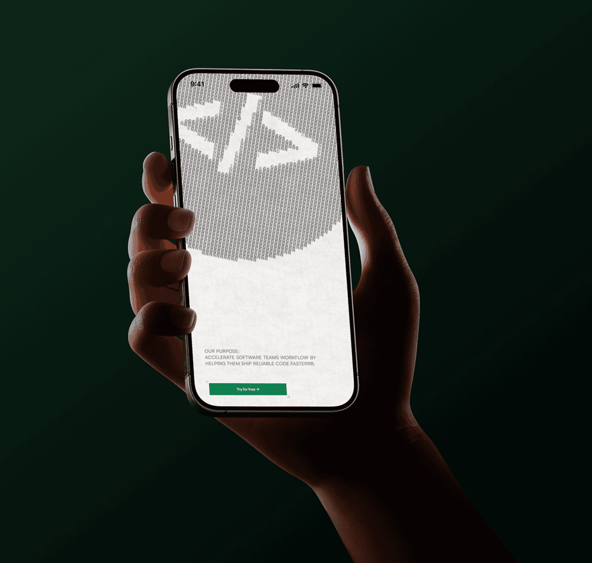 Greptile mobile experience mockup held in hand