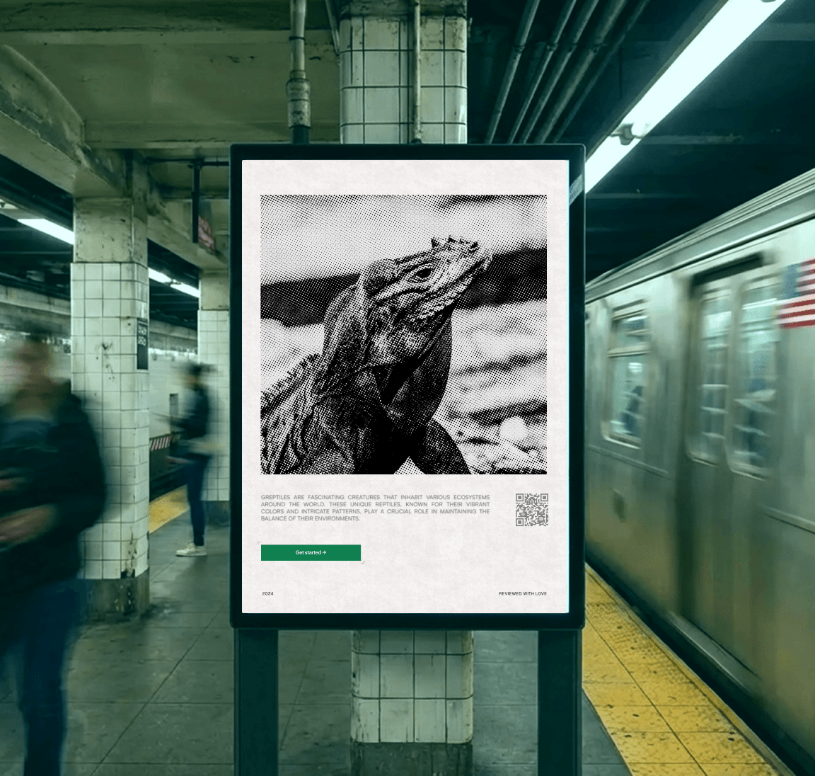 Greptile subway poster mockup