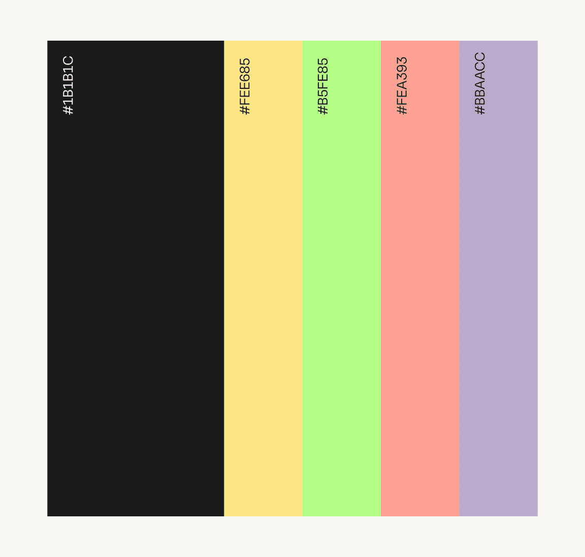 Sainapse brand color palette swatches from dark to lavender