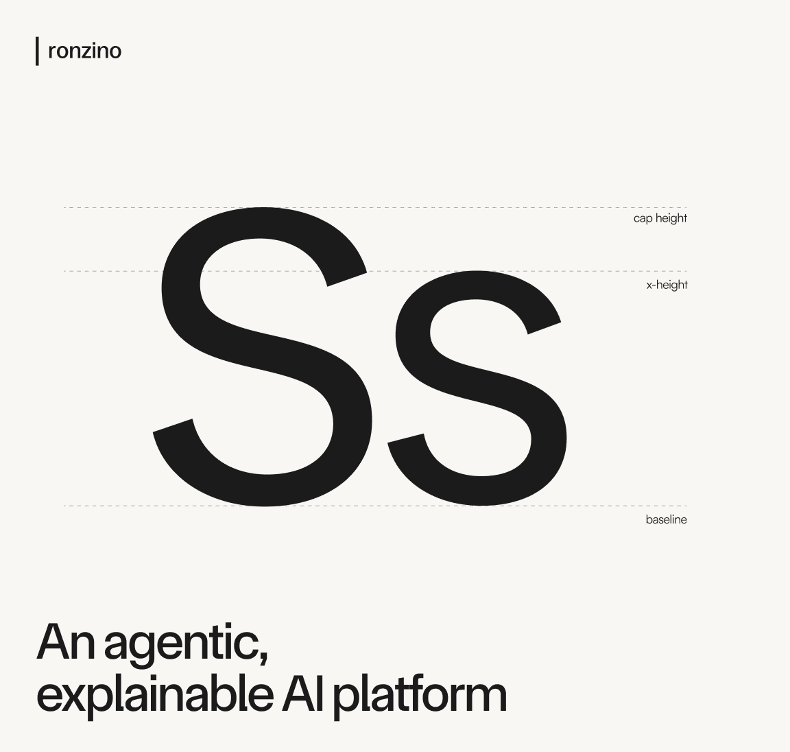 Sainapse Ronzino type specimen with agentic explainable AI tagline