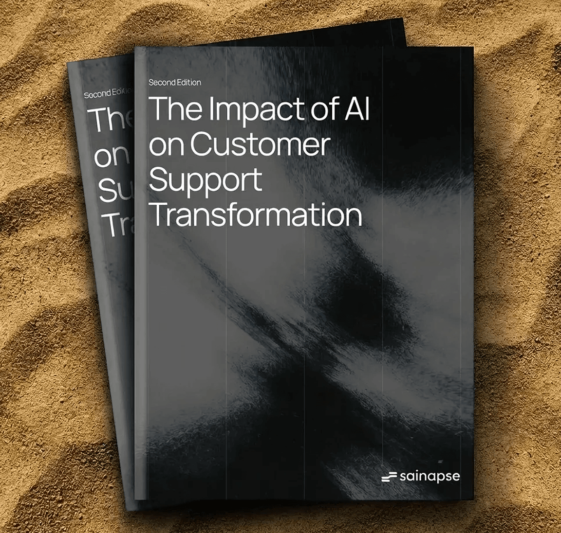 Sainapse AI customer support whitepaper booklets lying on sand